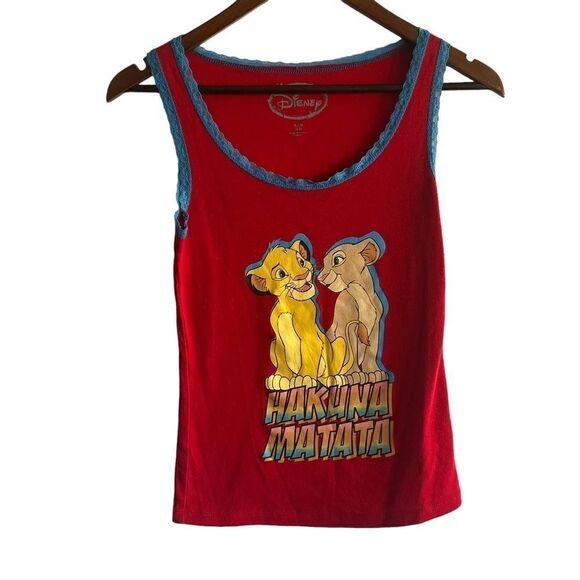 Disney Tops - Women's Disney Lion King Hakuna Matata Red & Blue Lace Tank Top